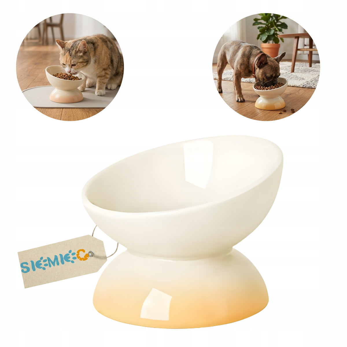 CERAMIC DOG CAT BOWL – elevated, ergonomic, non-slip