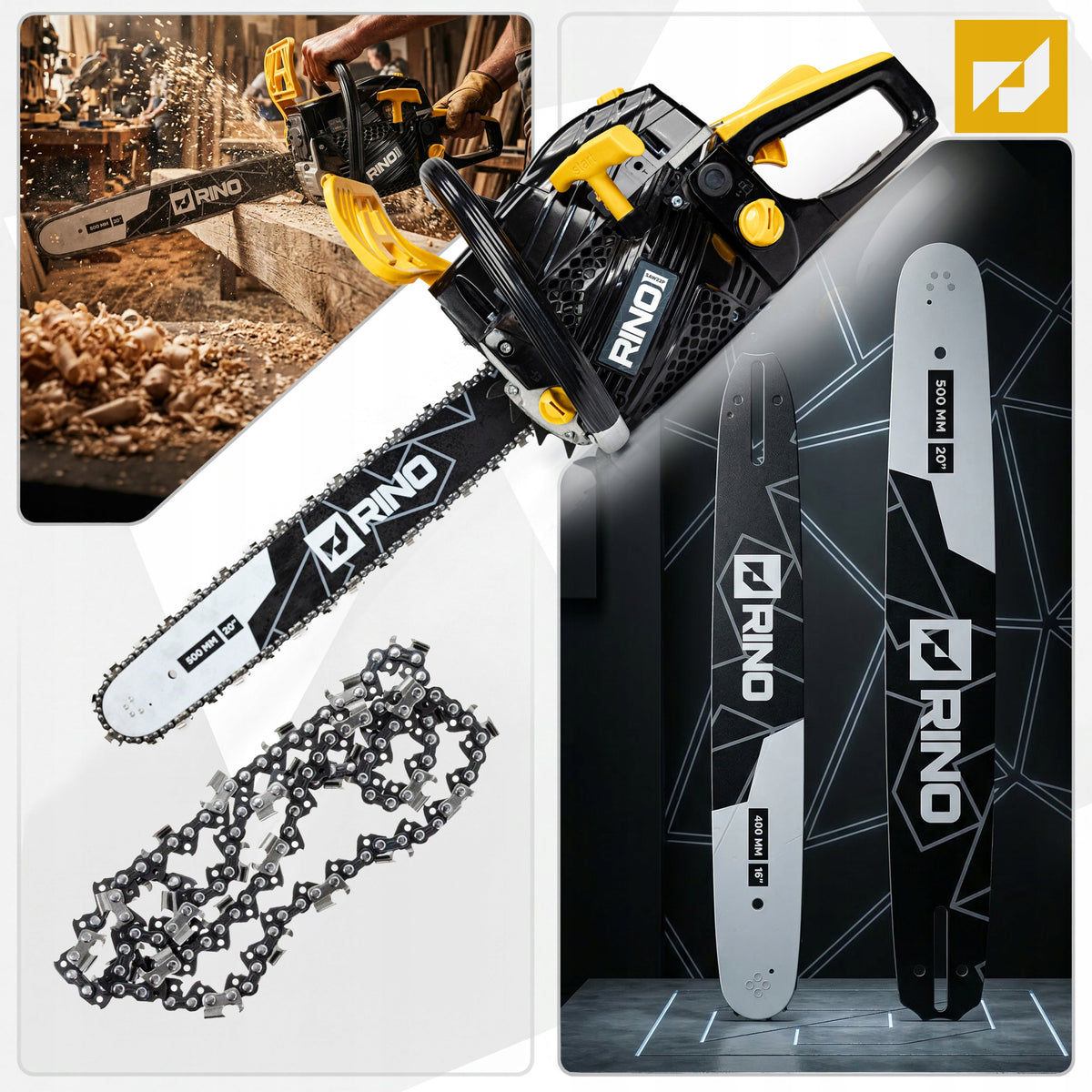 CHAINSAW DIESEL ENGINE 3KM 52CC CHAINSAW GUIDE 20" 16" RINO Packaging status original