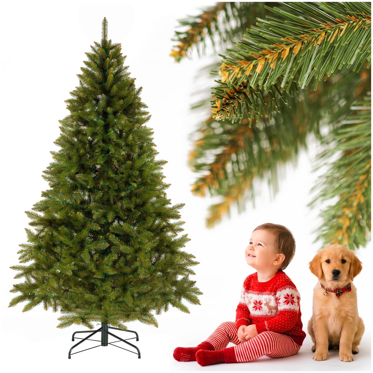 CHRISTMAS TREE ARTIFICIAL CAUCASIAN SPRUCE 220 cm natural dense PREMIUM STAND