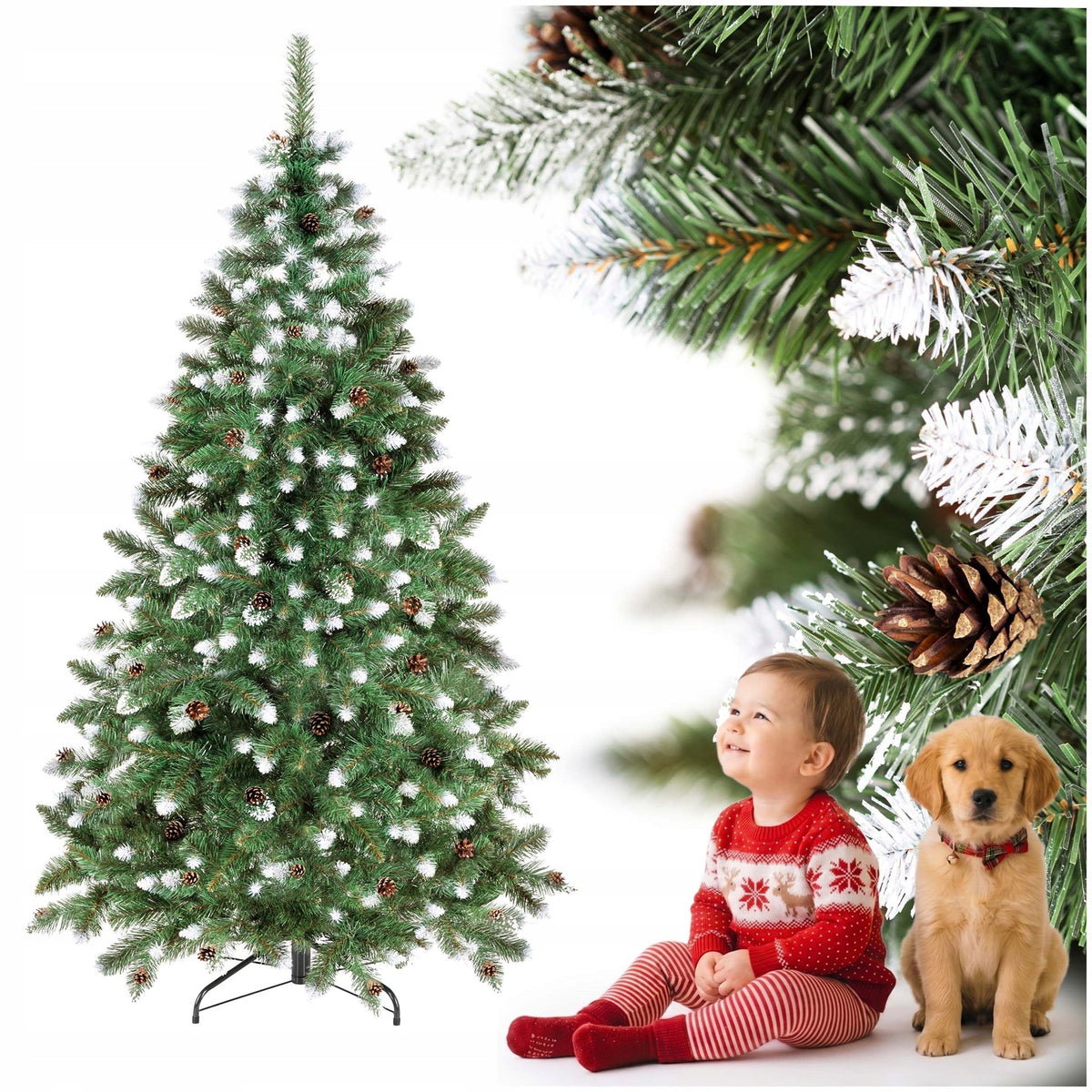 CHRISTMAS TREE DIAMOND PINE SNOWED 200cm dense artificial PREMIUM +STAND