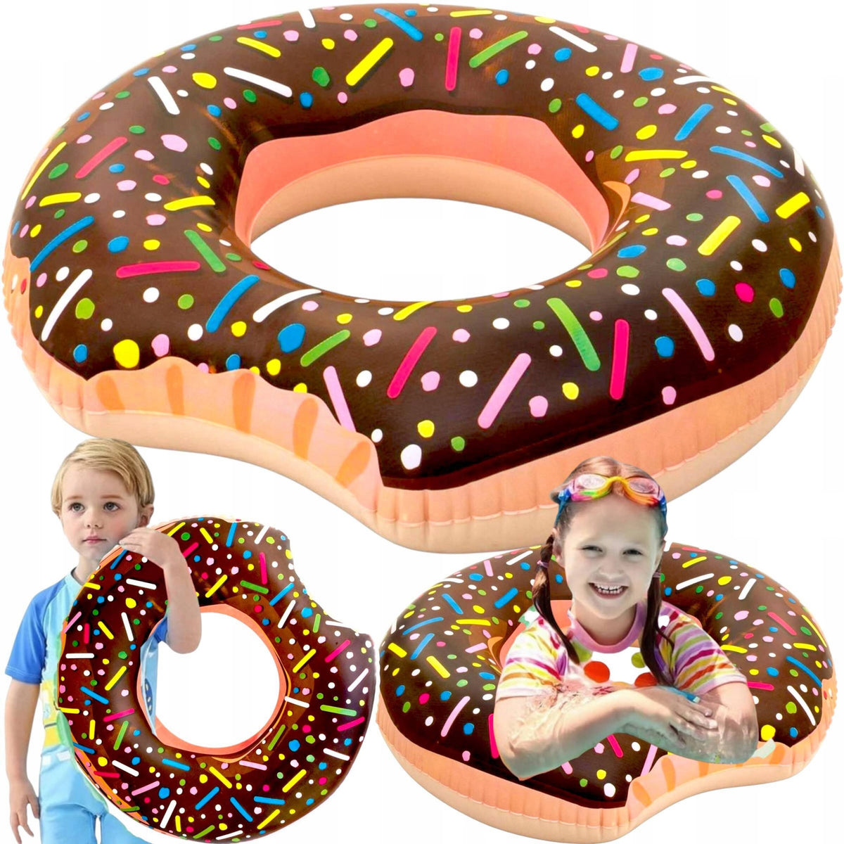 CIRCLE INFLATABLE DONUT BROWN BEACH DONUT CIRCLE FOR BEACH POOL VACATION