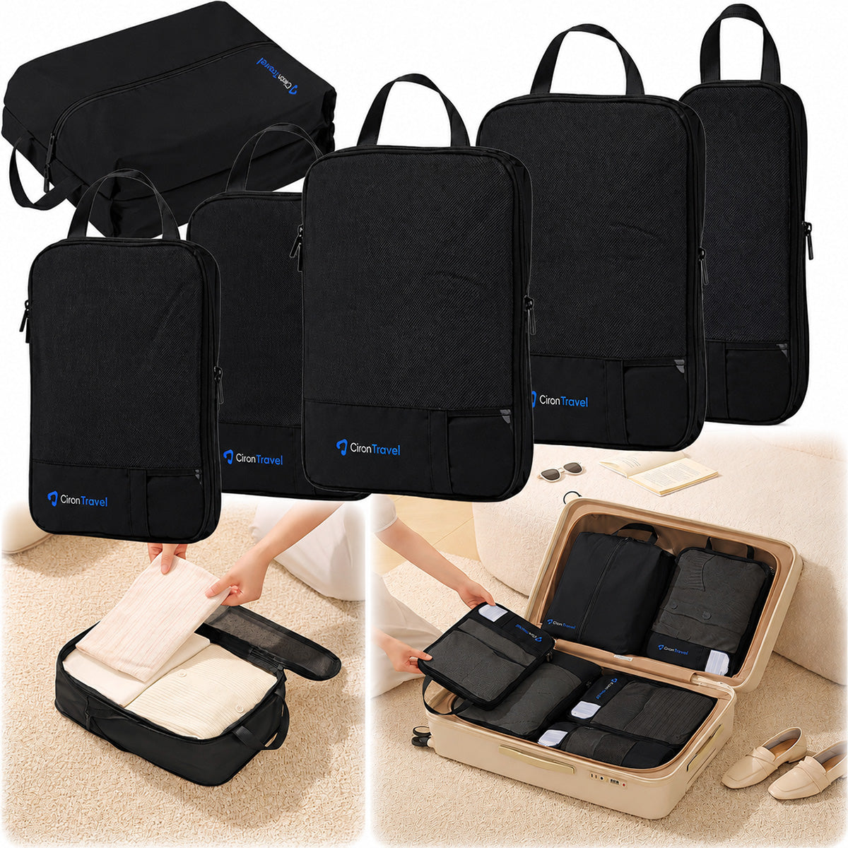 CIRON TRAVEL Compression Travel Organizers for Suitcase 6 Elements Set