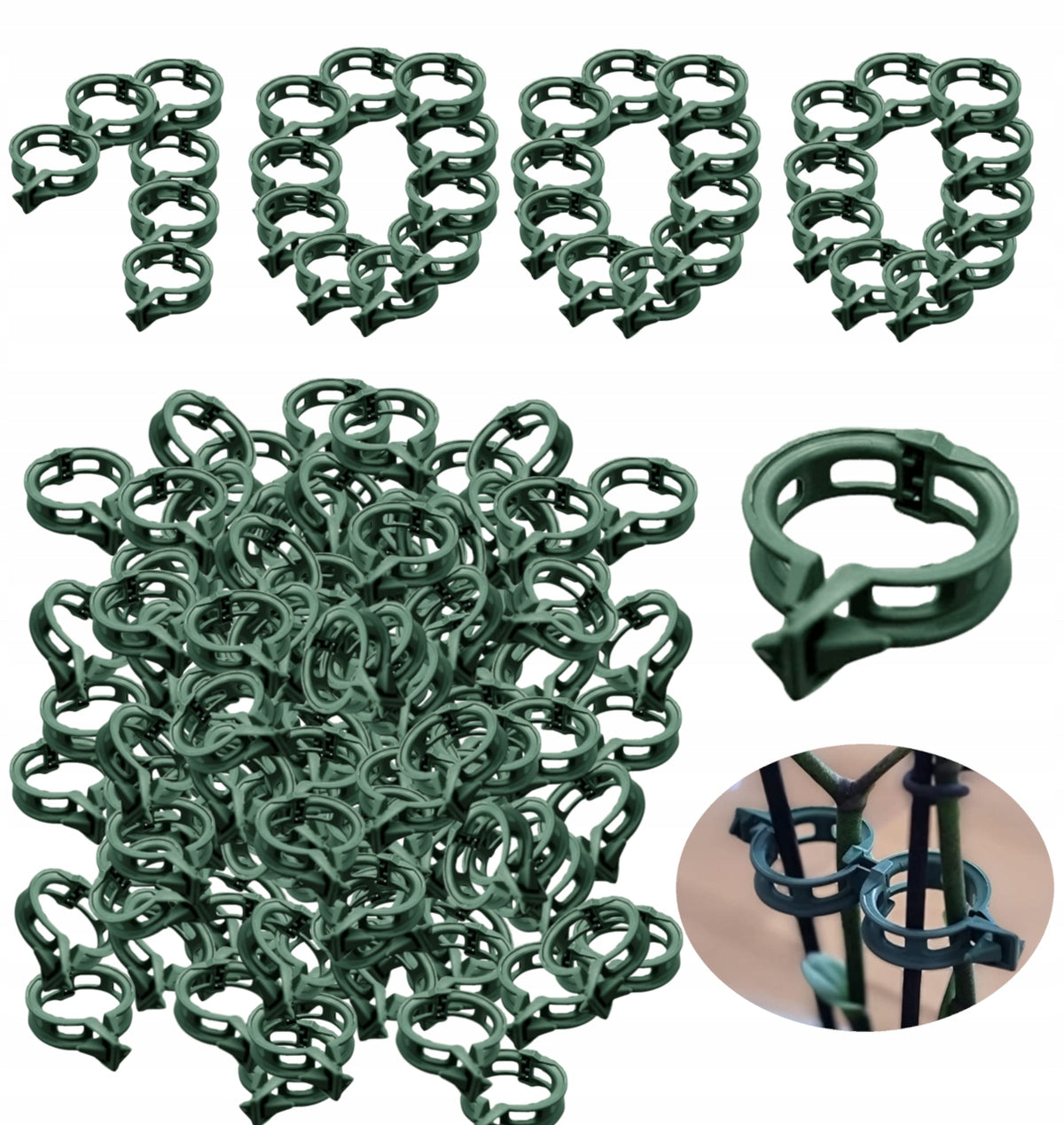 CLASPS CLIPS FOR TOMATOES BEANS STEMS PLANTS 1000 pcs