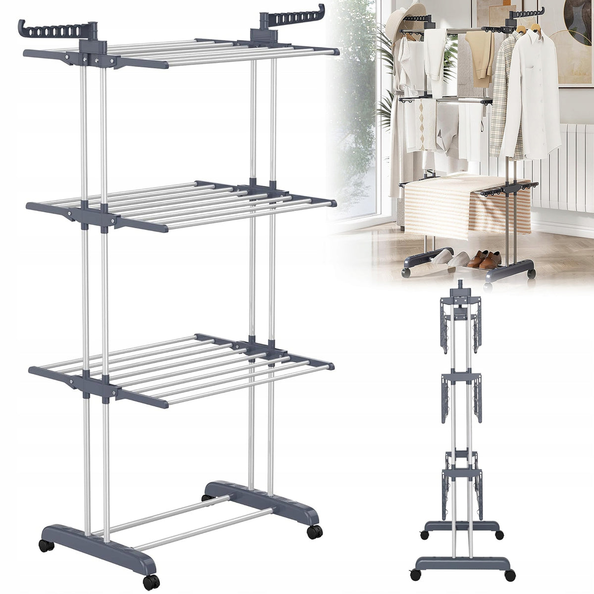 CLOTHES HANGER SET UP, SAVES SPACE,FOR TOWELS AND SOCKS