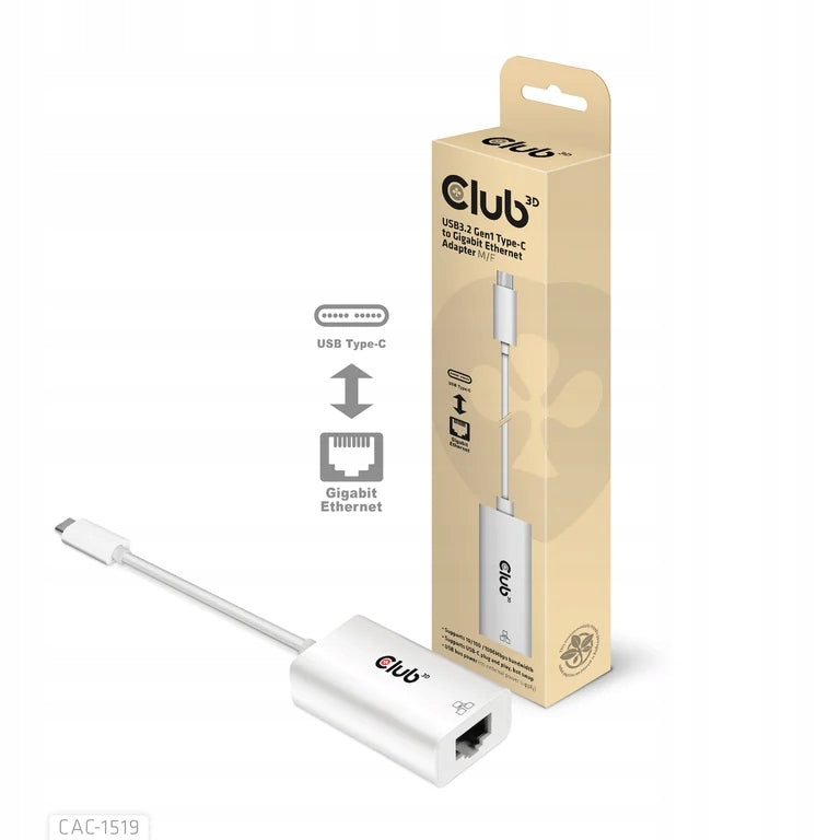 CLUB3D CAC-1519 USB-C RJ-45 Cable Adapter White Manufacturer CLUB3D