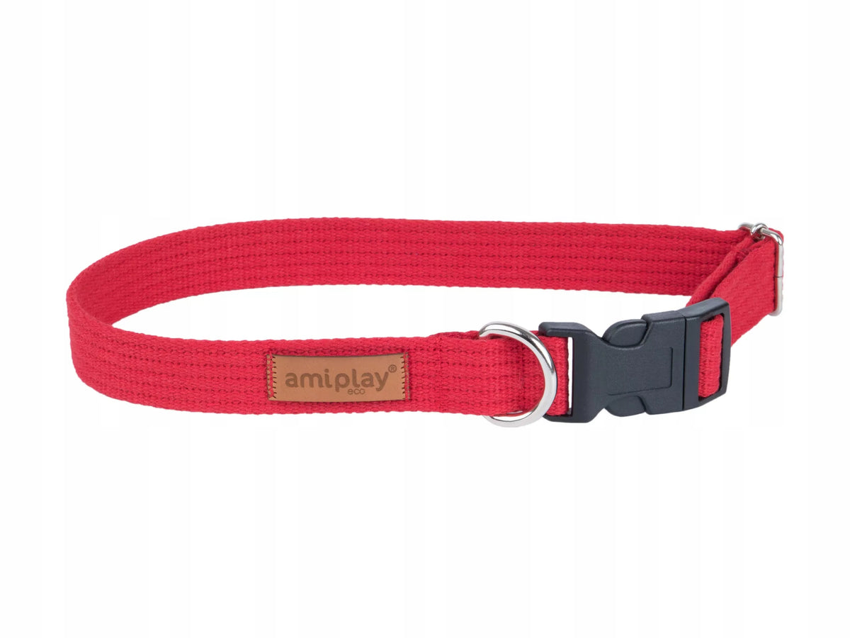 COLLAR ADJUSTABLE AMIPLAY COTTON S RED FOR DOG
