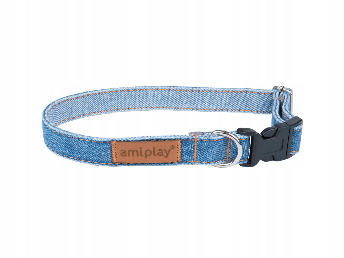 COLLAR ADJUSTABLE AMIPLAY DENIM S BLUE FOR DOG
