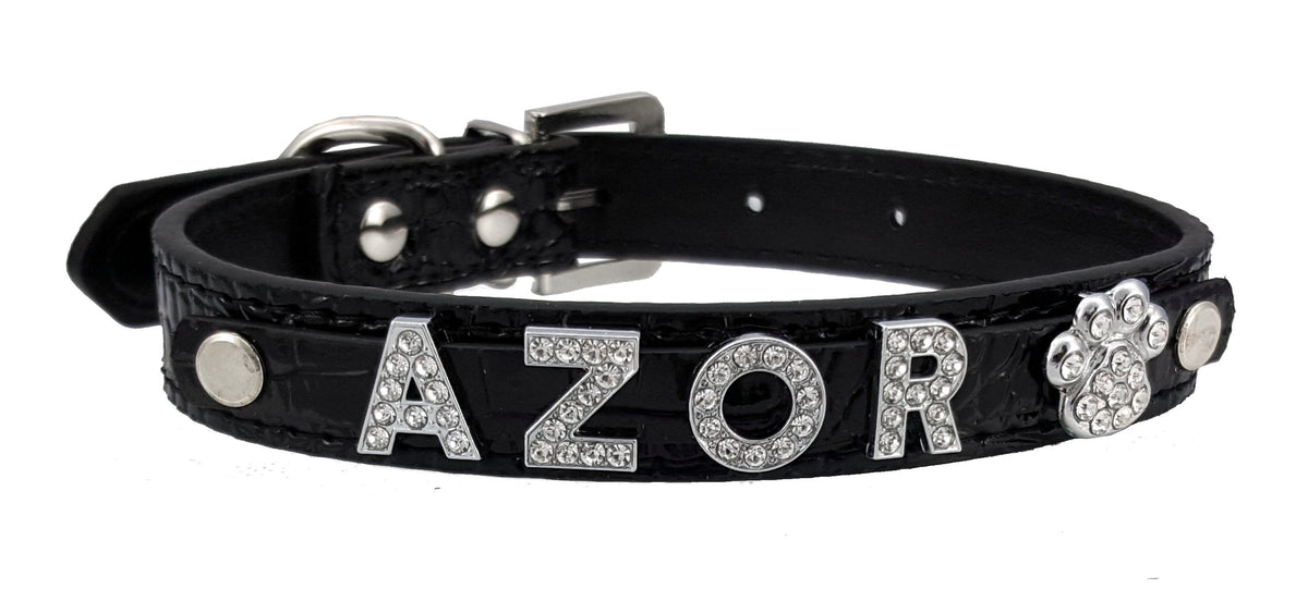 COLLAR WITH CAT DOG NAME IDENTIFIER DIAMONDS
