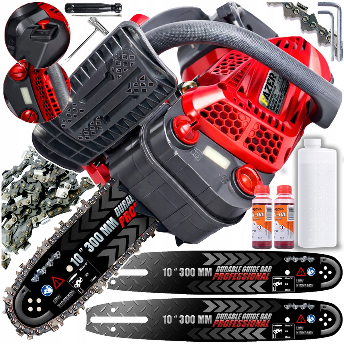 COMBUSTION SAW BRANCH CHAINSAW FOR BRANCHES x2 GUIDES SET