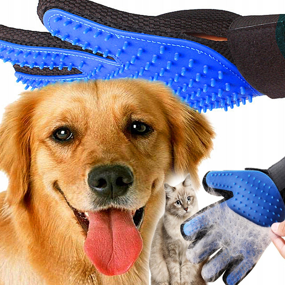 COMFORTABLE GLOVE BRUSH FOR COMBING CAT DOG HAIR REMOVES DEAD HAIR