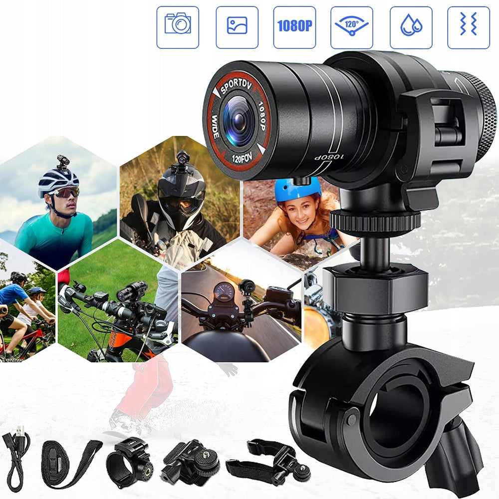 COMPACT MOTORCYCLE CAMERA WATERPROOF SPORTS VIDEO CAMERA 1080P HD