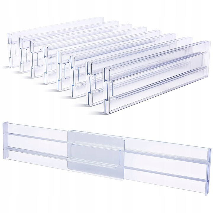 COMPARTMENT ADJUSTABLE TO DRAWER ORGANIZER SEPARATOR 8PCS TRANSPARENT Packaging status original