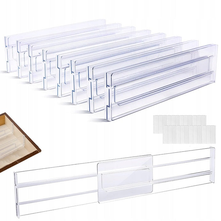COMPARTMENT ADJUSTABLE TO DRAWER ORGANIZER SEPARATOR 8PCS TRANSPARENT