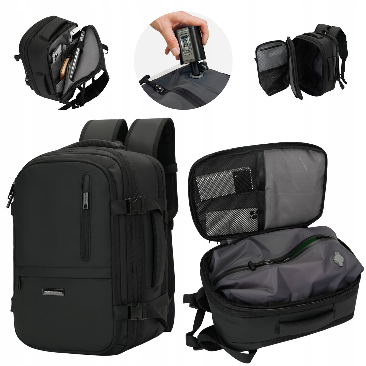 COMPRESA Vacuum Backpack with Pump Ergonomic Functional Travel Luggage