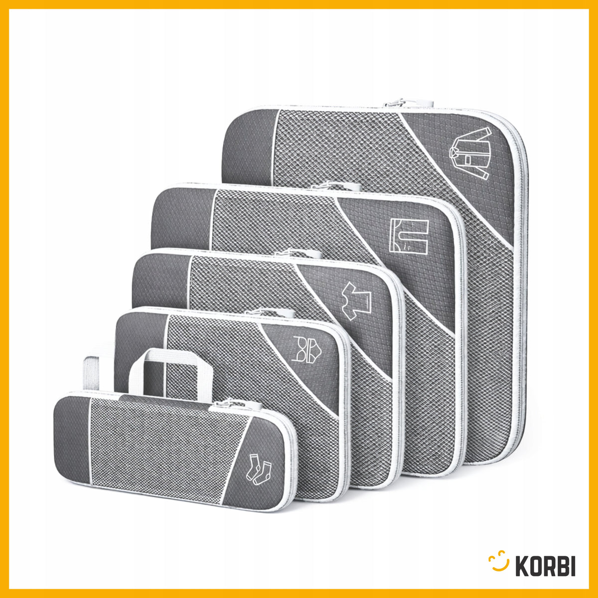 COMPRESSION ORGANIZER KORBI SET OF TRAVEL ORGANIZERS FOR CLOTHES Color gray