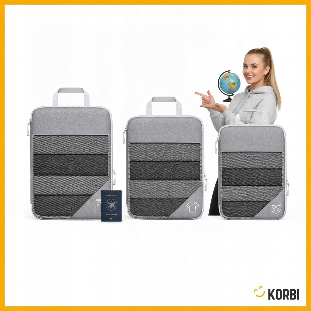 COMPRESSION ORGANIZER KORBI SET OF TRAVEL ORGANIZERS FOR CLOTHES