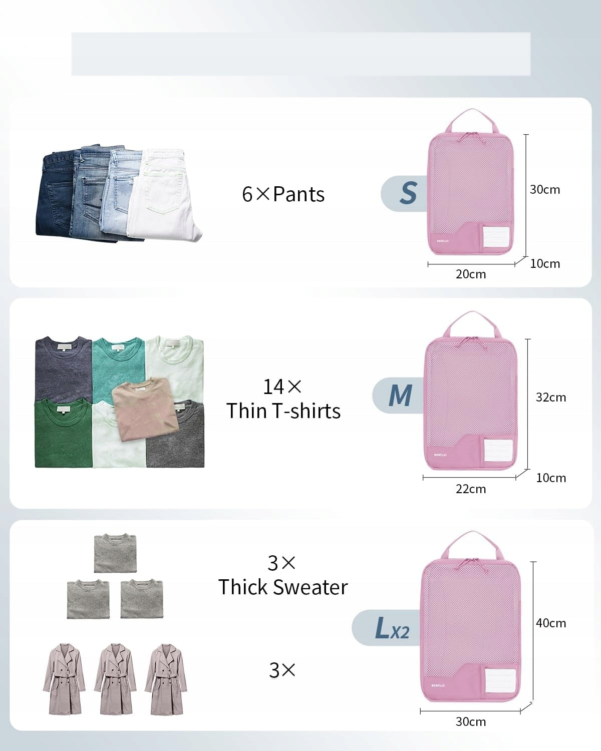 COMPRESSION PACKING CUBES 4PCS ORGANIZER FOR SUITCASE TRAVEL PINK Packaging status original