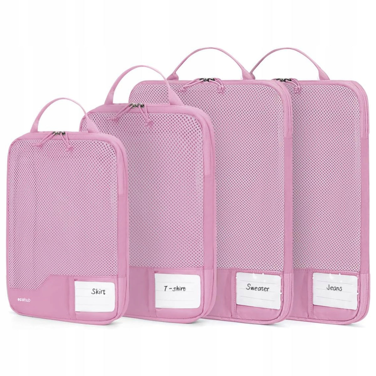 COMPRESSION PACKING CUBES 4PCS ORGANIZER FOR SUITCASE TRAVEL PINK