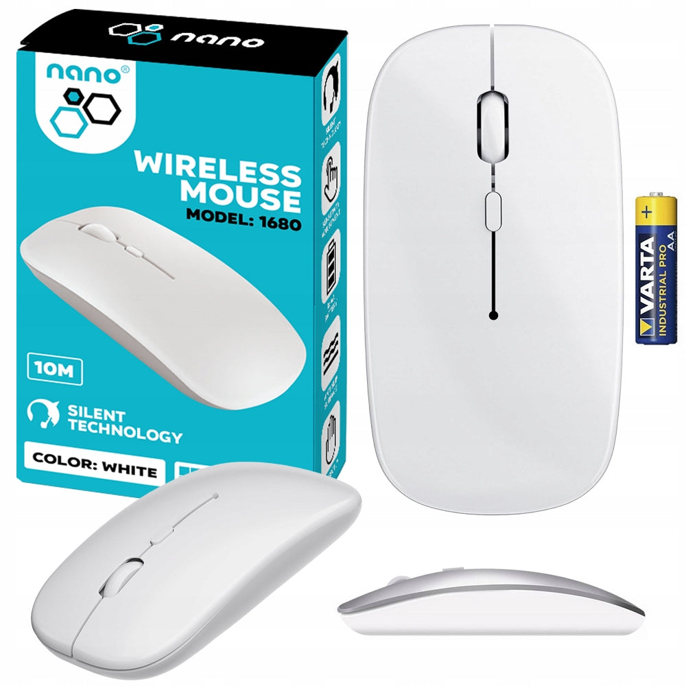 COMPUTER MOUSE NANO WIRELESS BLUETOOTH SILENT OPTICAL MOUSE WHITE