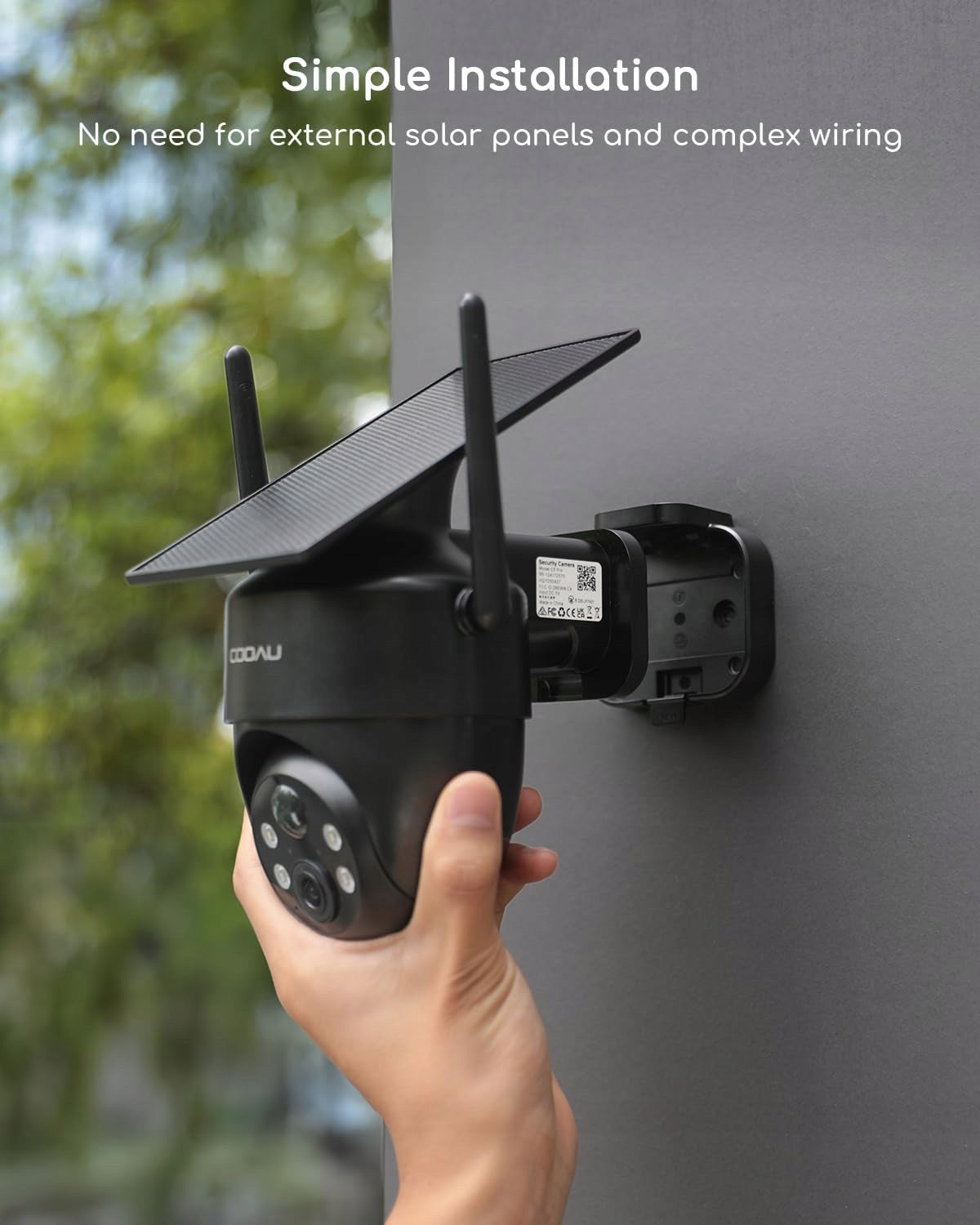 COOAU Solar Camera 2K 360° Wireless For Home Monitoring 2PCS Manufacturer code C5AASAA