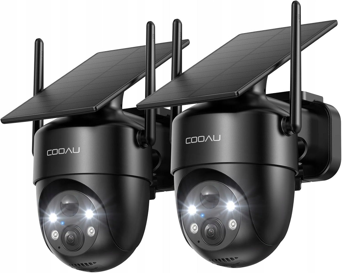COOAU Solar Camera 2K 360° Wireless For Home Monitoring 2PCS
