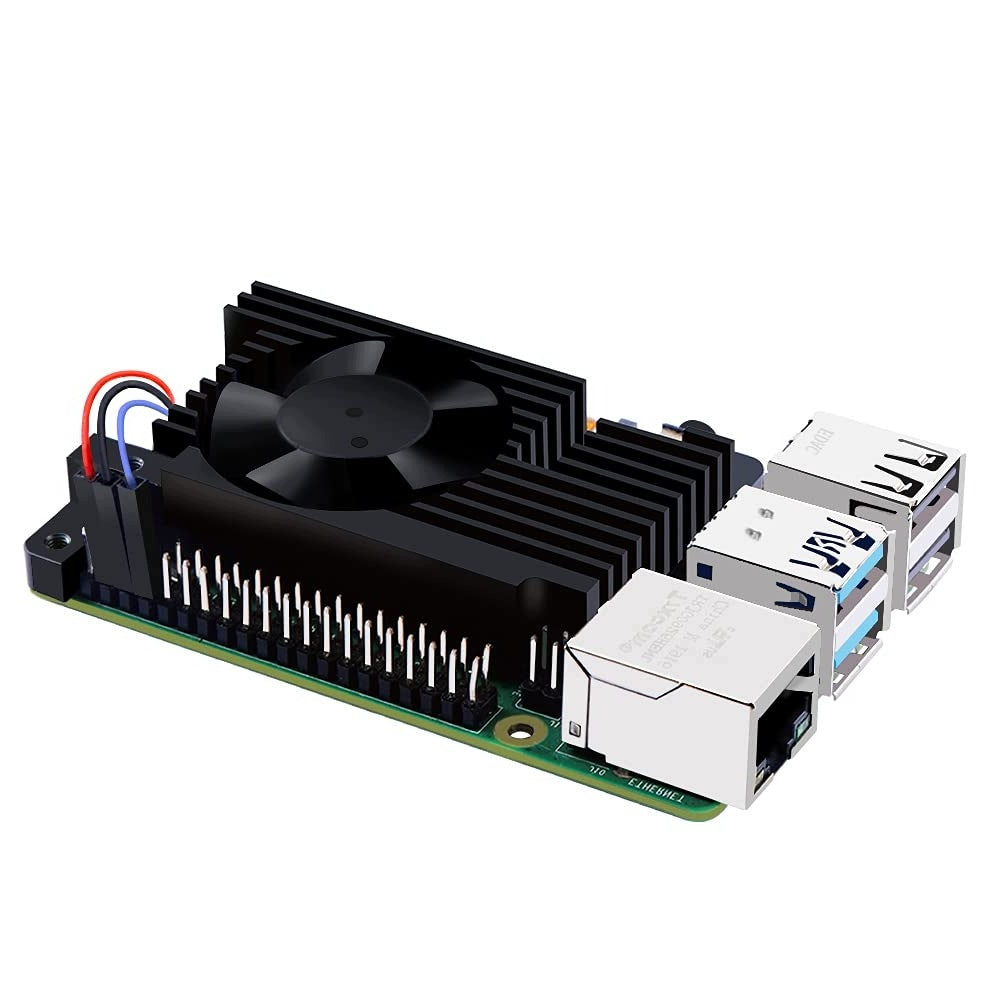COOLING SET WITH ALUMINUM HEAT SINK AND PWM FAN FOR PI 4B