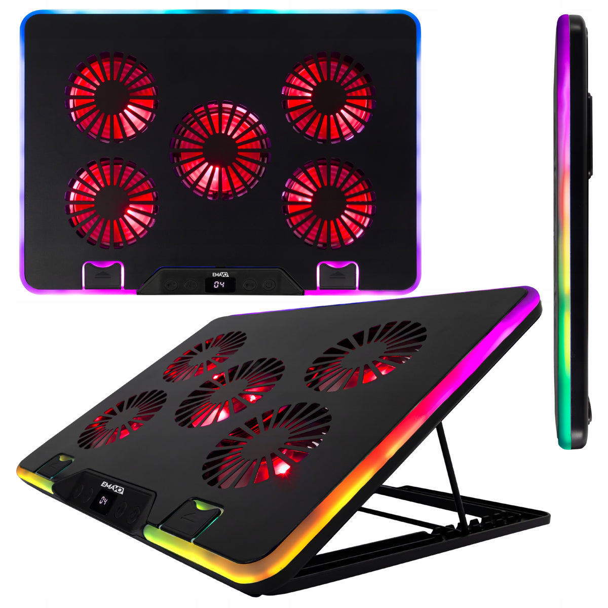 COOLING STAND LAPTOP PAD LED RGB ADJUSTABLE LARGE 12-17"