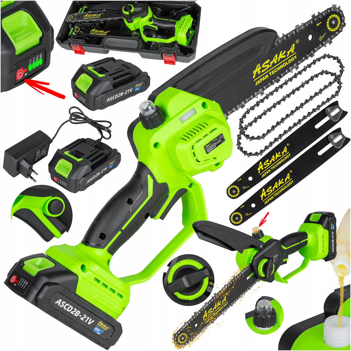 CORDLESS Chainsaw 8" BRUSHLESS Chain Lubrication 2 Bat