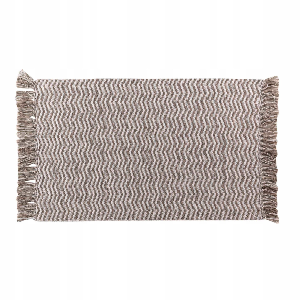 COTTON RUG BRAIDED 50x80 BEIGE WITH FRINGES CONVEX PATTERN