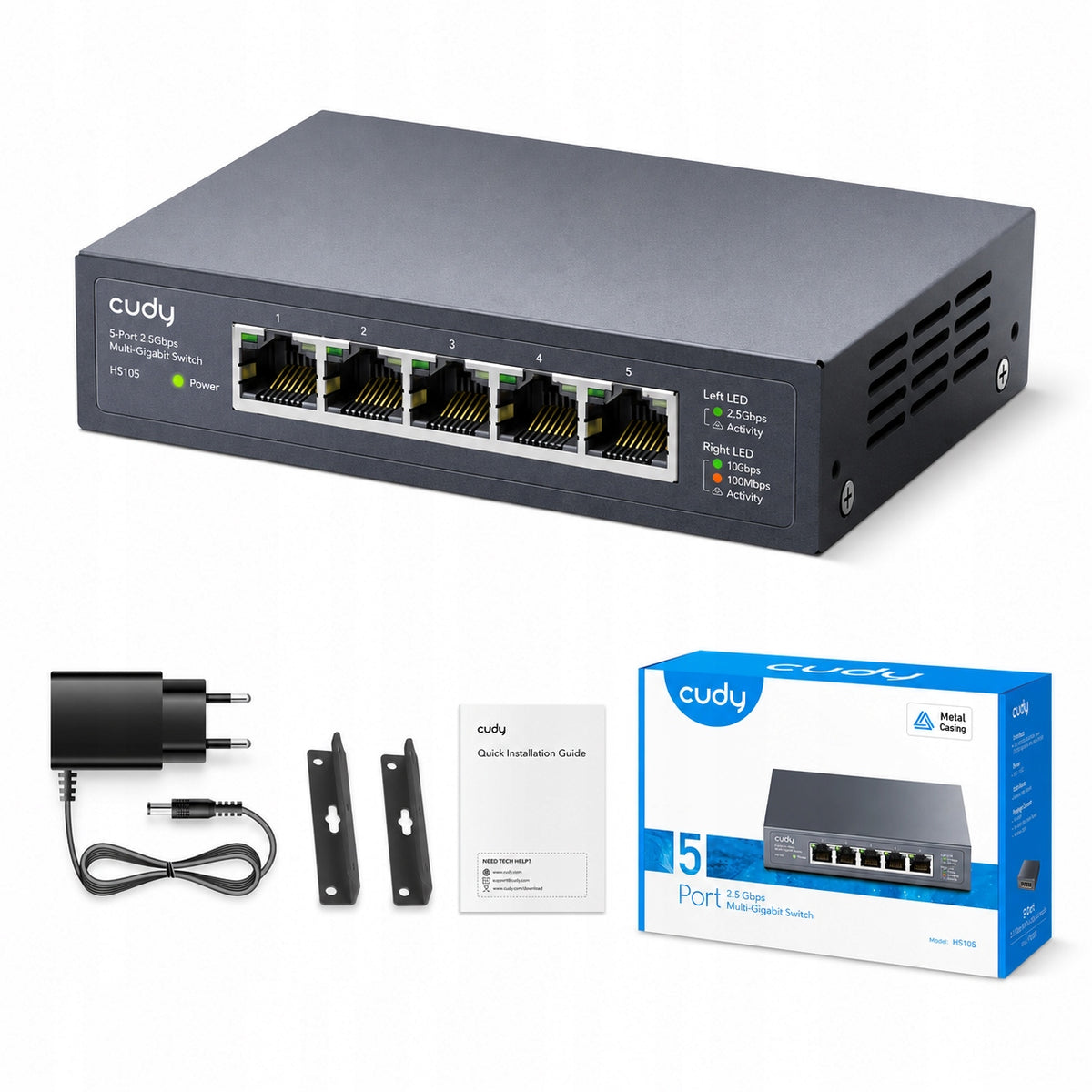 CUDY HS105 Network Switch 5-Port Multi-Gigabit Metal Housing