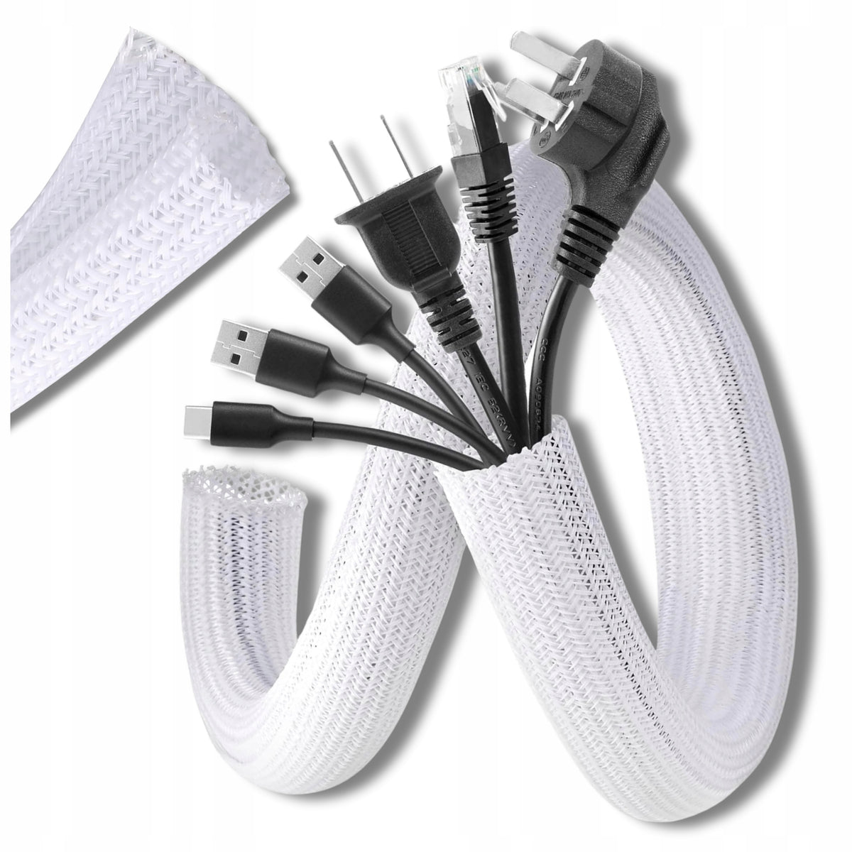 Cable Masking Band Cable Cover White Organizer 1m