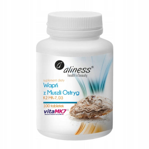 Calcium from Shell Oyster K2 D3 100 tabs ALINESS Calcium Strong Bone Teeth Medical device no