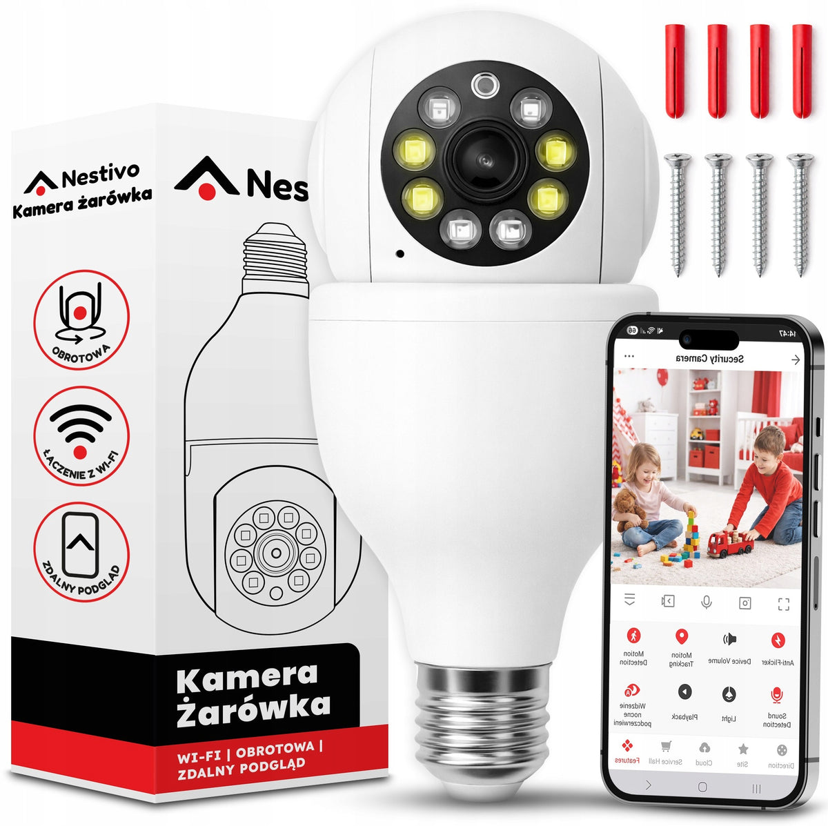Camera Bulb Rotating Thread E27 EMP PTZ Wi-Fi Tuya Monitoring in Lamp