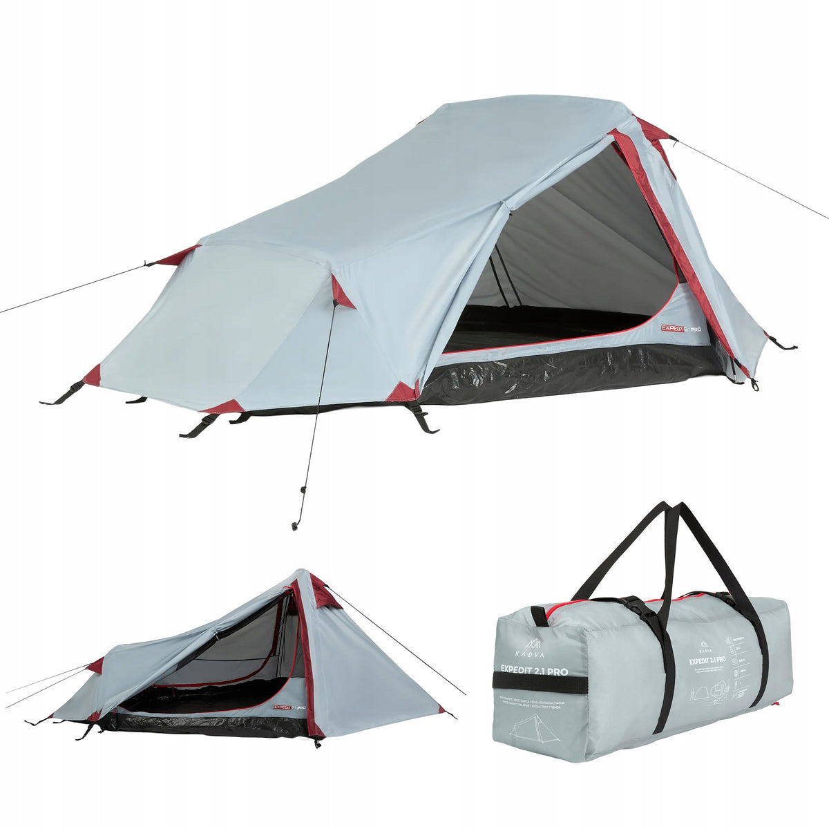 Camping Tent KADVA 2.1 Pro Grey COMPACT DOUBLE