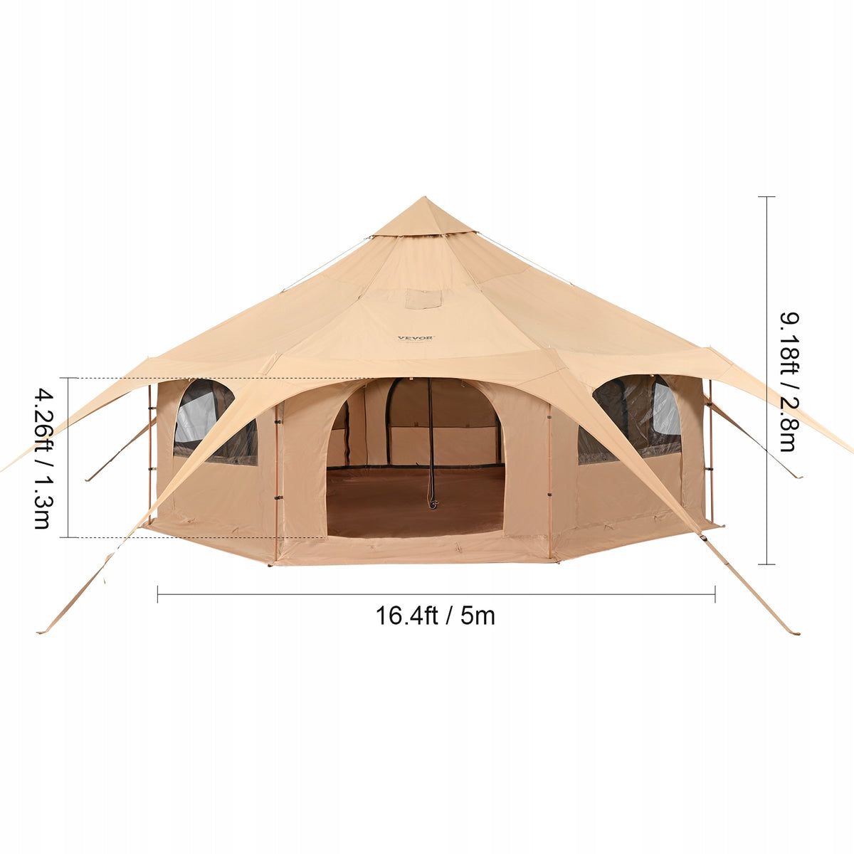 Camping Tent With 8 Windows For Adventure 5x2,8M Bell Tent For 8 Persons Manufacturer code FBZXZP5M5HTC