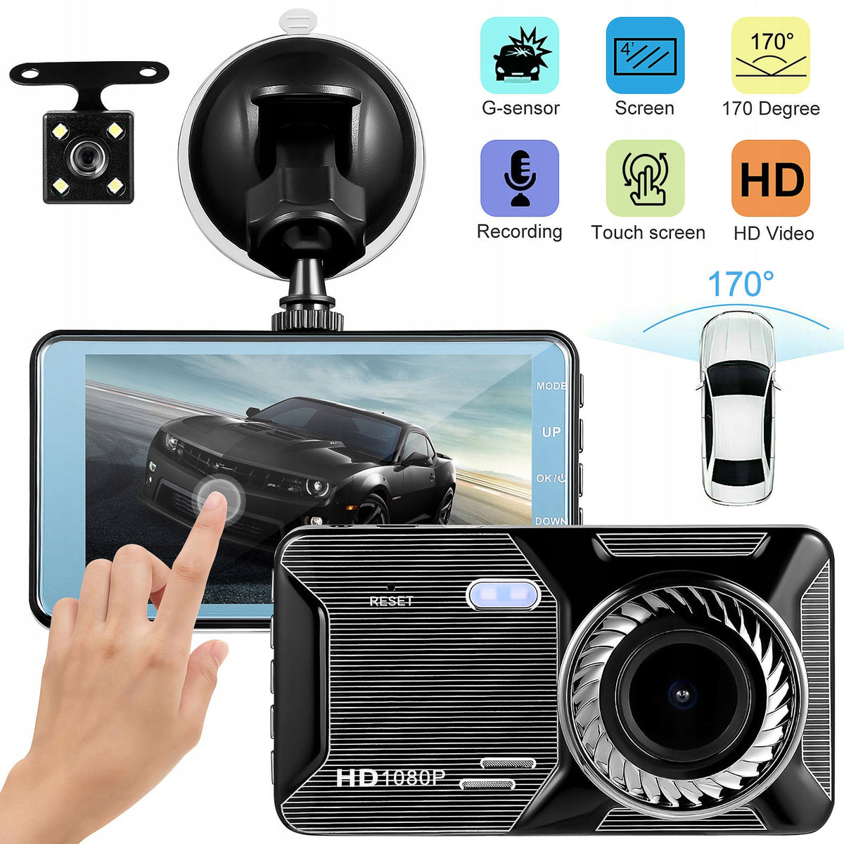 Car Dash Camera with Dual Lens Front and Rear 1080P Hd Touch Screen Brand no brand