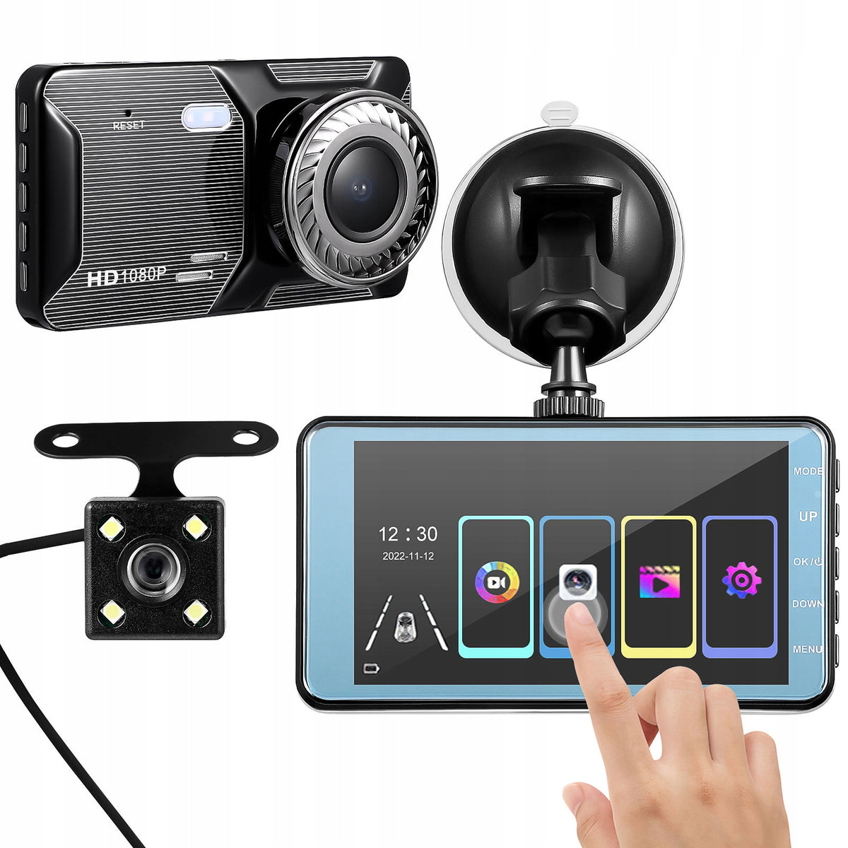 Car Dash Camera with Dual Lens Front and Rear 1080P Hd Touch Screen