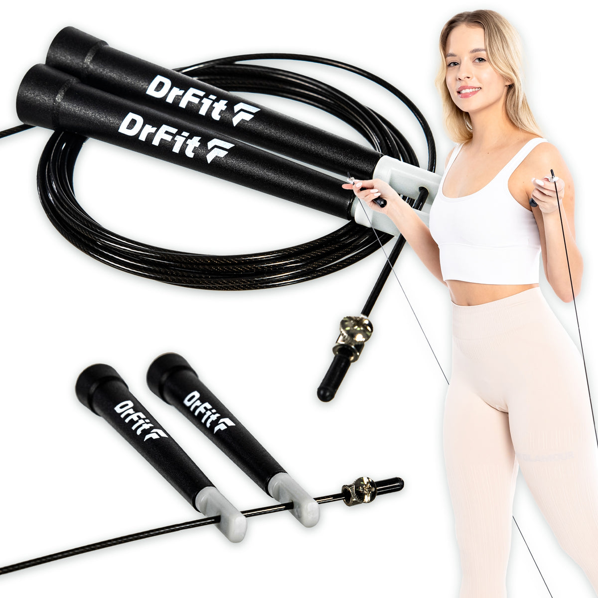 Cardio Boxing Jump Rope with Bearings Adjustable Steel Rope Durable