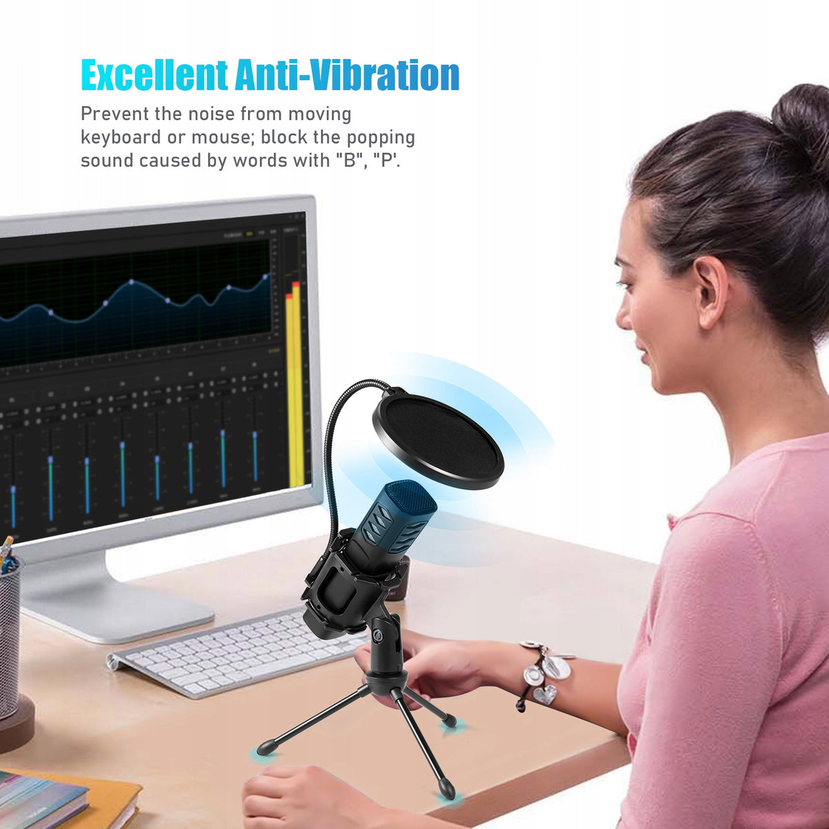 Cardio Microphone USB MIC Cardioid with Tripod Stand Pop 3I