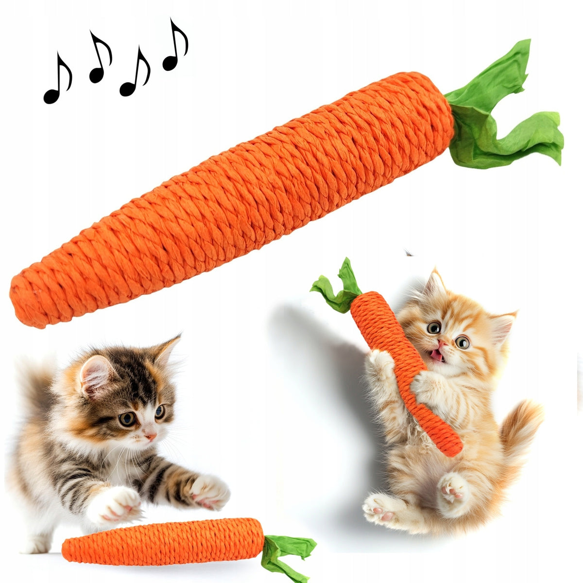 Carrot with Ratchet Cat Toy Teether 20cm