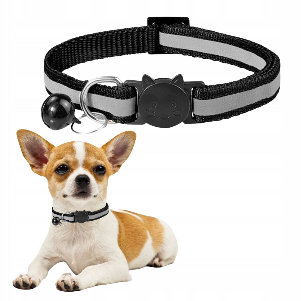 Cat Dog Collar Bell Reflective Adjustable Solid Strong Universal