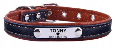 Cat Dog Collar Personalized Name + Phone Number M Brown