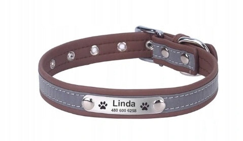 Cat Dog Collar Personalized Name + Phone Number XS Brown