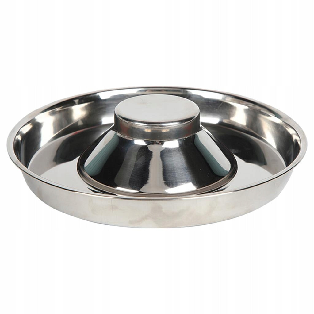 Cat Dog Pet Slow Feeder Bowl Stainless Steel Dish Weaning for Food M 30cm Packaging status original
