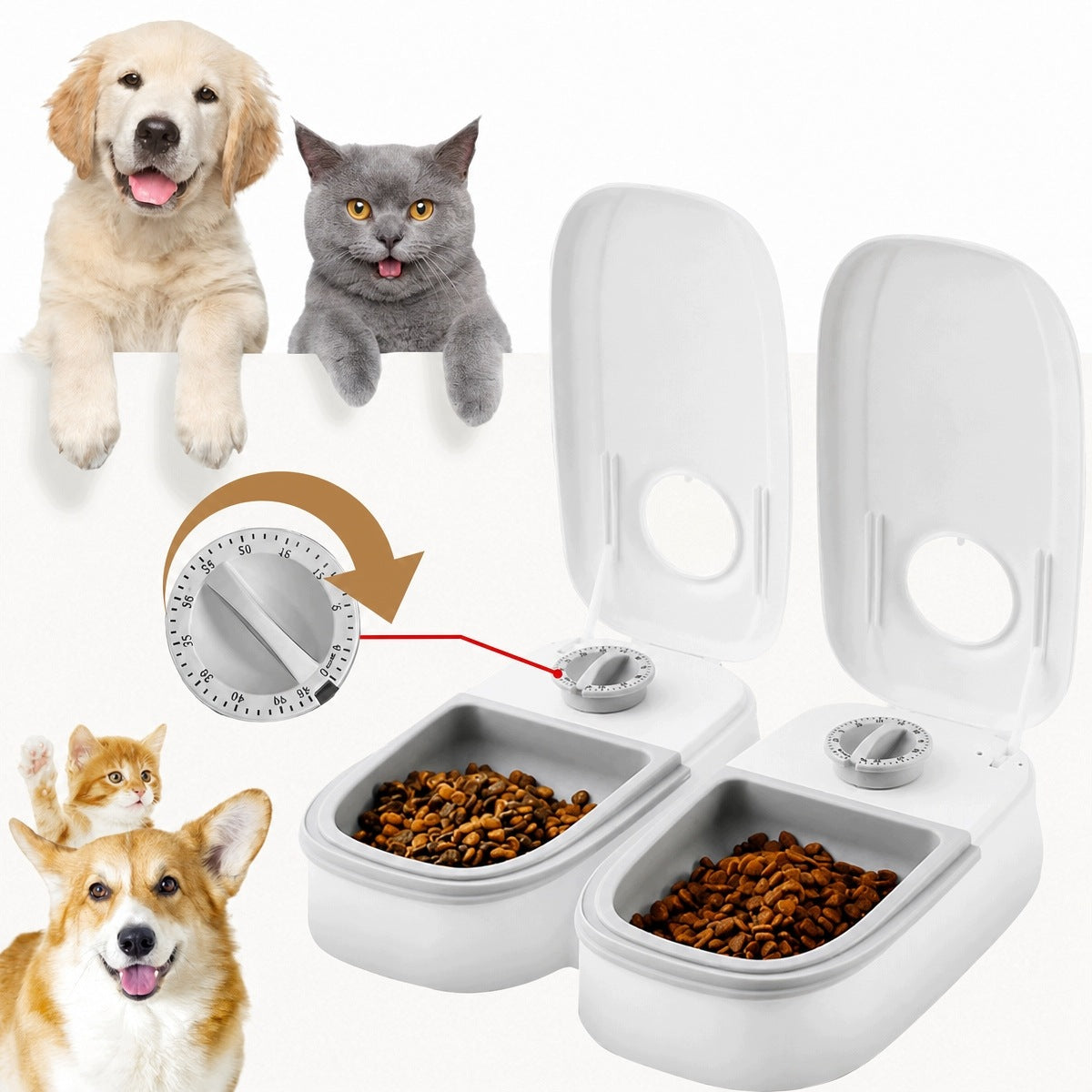 Cat Feeder Automatic Dog Timer Dispenser