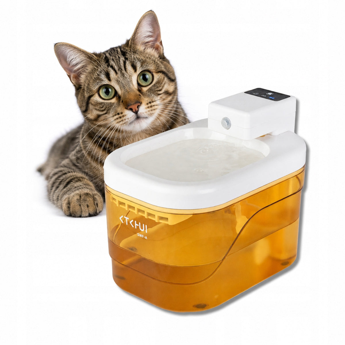 Cat Fountain Motion Sensor Bowl Drinker Wireless Orange 2L
