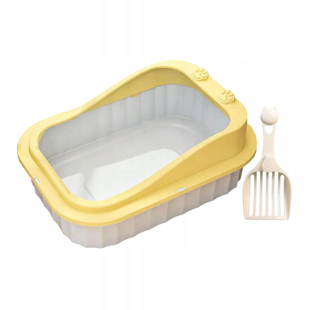 Cat Litter Box Cat Litter Container Cat Sand Box with High Side Semi yellow
