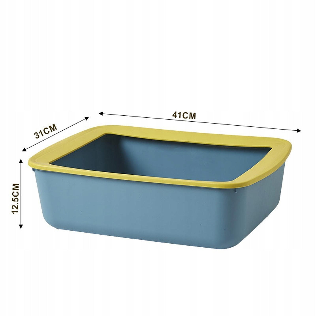 Cat Litter Box, Cat Sandbox, Kitten Litter Box, Splash proof Blue Yellow Packaging status original