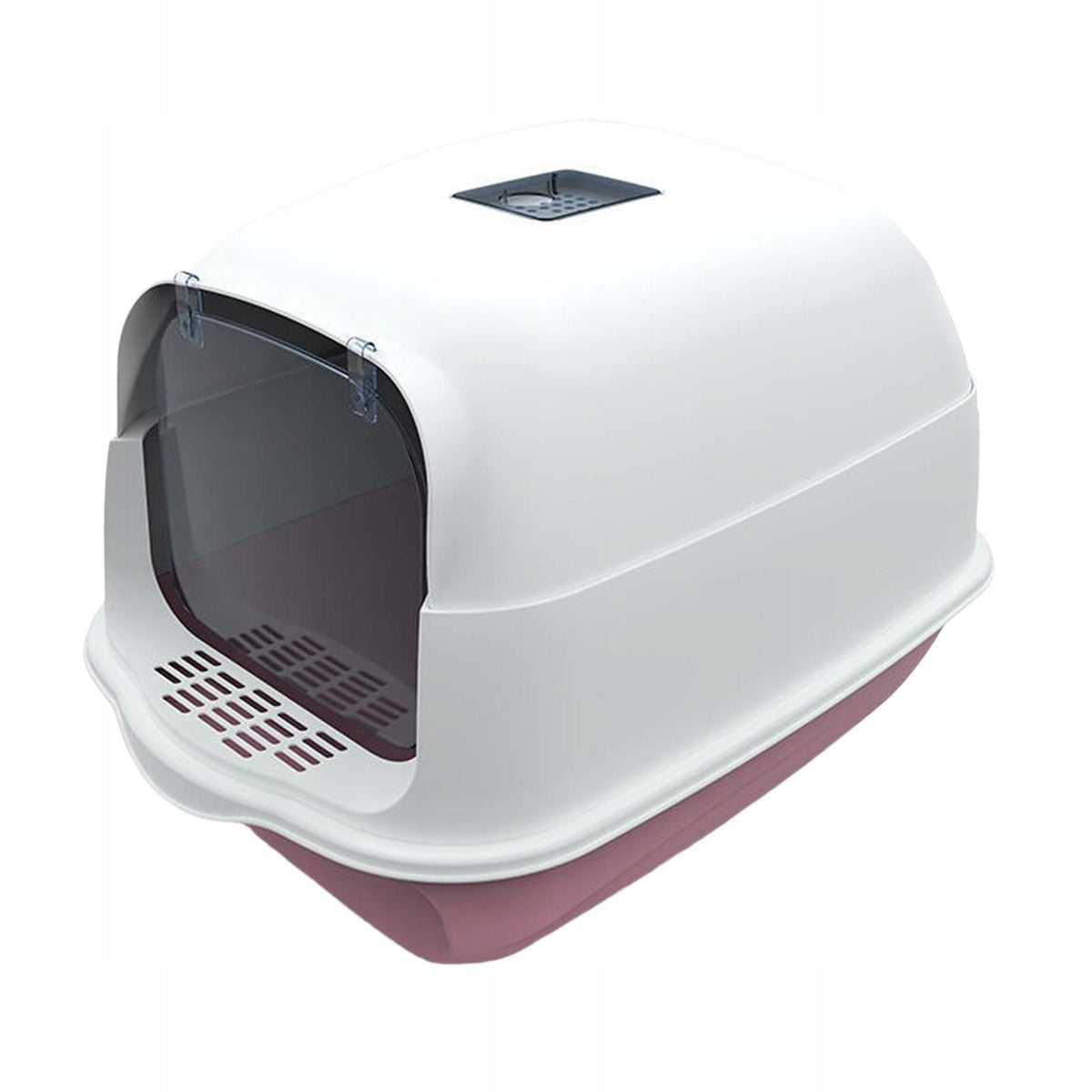 Cat Litter Box, Fully Enclosed Litter Box with Door, Large Pink Bottom