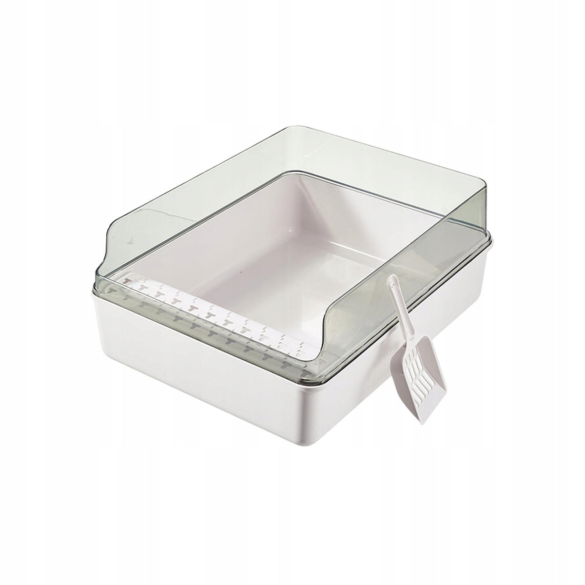 Cat Litter Box Kitty Litter Box High Sided Open Air Low Entry Easy White